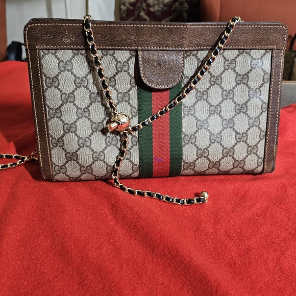 Gucci GG Canvas Web Stripe Crossbody Bag in Brown/Beige/Green/Red - Picture 13 of 16